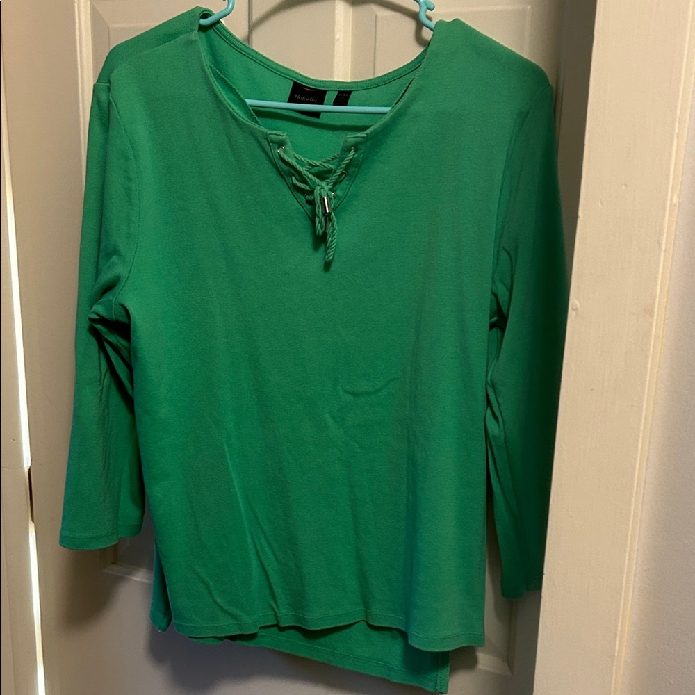 Maurices Emerald Lace-Up Long Sleeve Top